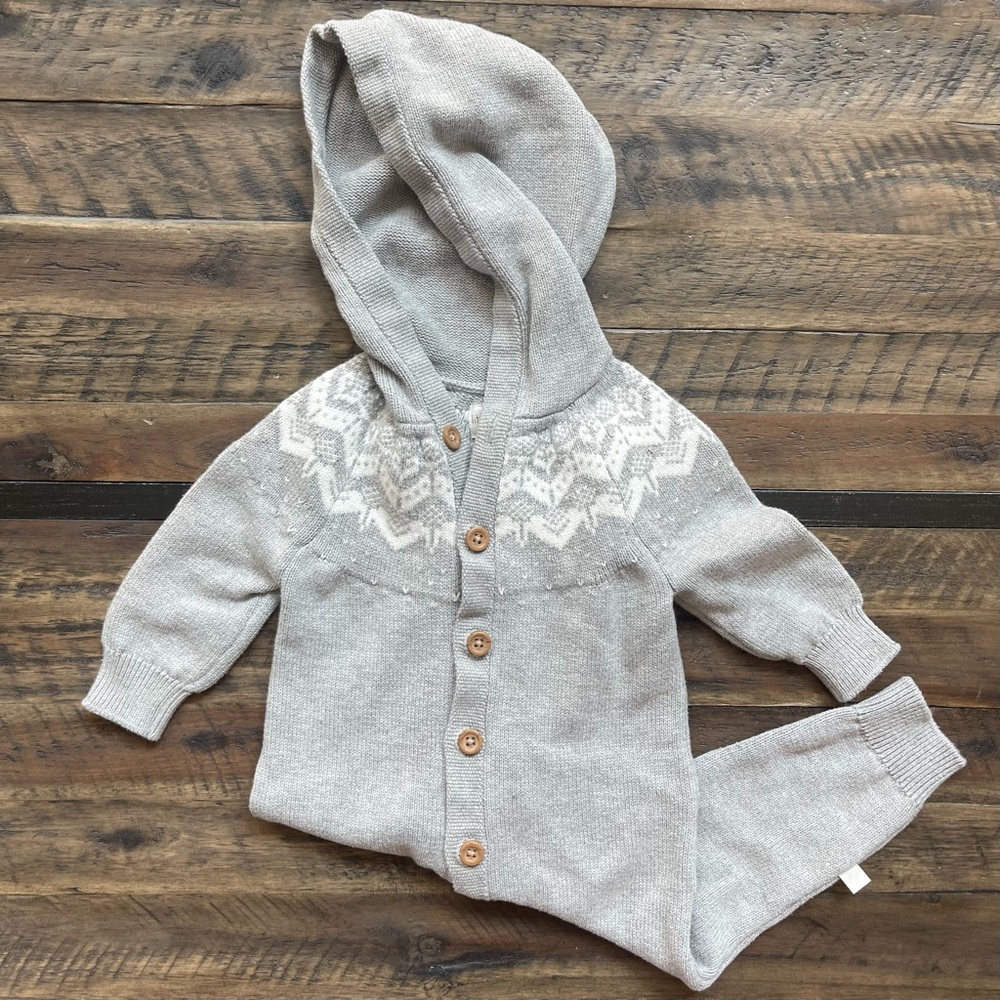 Carters knit hooded one piece. Size 12 months.